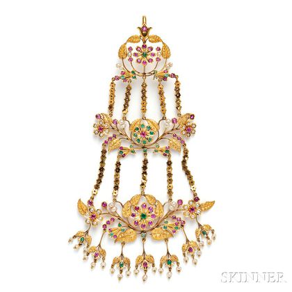 18kt Gold Gem-set Head Ornament (Jhumar)