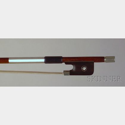 French Silver Mounted Violin Bow, Francois Lotte Workshop