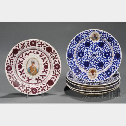 Six Middle Eastern Transfer-printed Porcelain Plates
