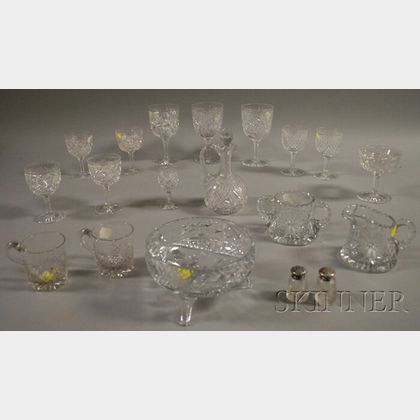 Nineteen Assorted Colorless Cut Glass Items