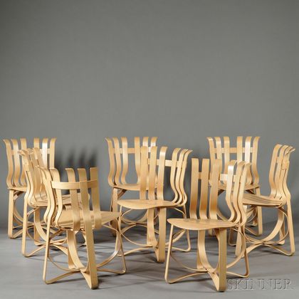 Eight Frank Gehry "Hat Trick" Chairs 