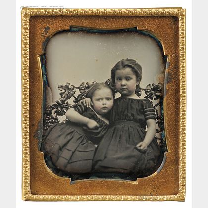 American School, 19th Century Sixth-plate Daguerreotype of Two Young Girls