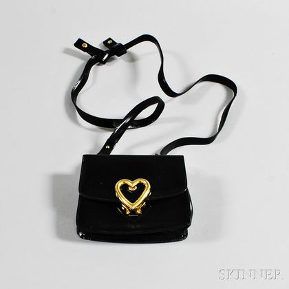 Moschino Black Patent Leather Shoulder Bag