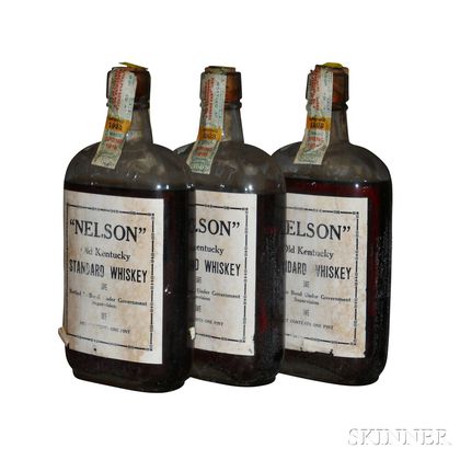 Nelson Old Kentucky Standard Whiskey 7 Years Old 1916, 3 pint bottles 