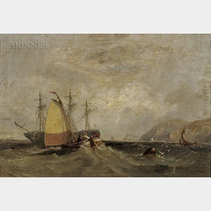 John Wilson Carmichael (British, 1800-1868) Vessels Along the Coast