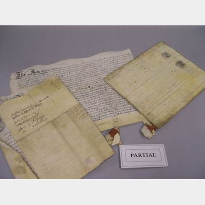 Approximately Thirty-five Indentures, Deeds and Documents on Vellum