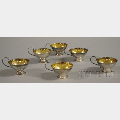 Set of Six Silver Demitasse Cups