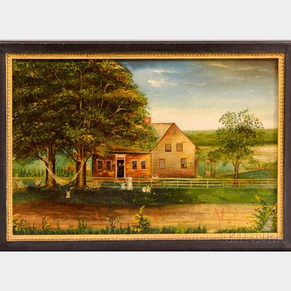 American School, 20th Century Farmhouse with Children Playing
