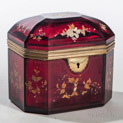 Continental Cranberry Glass Dresser Box