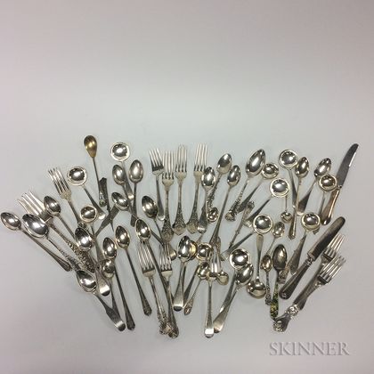 Large Group of Sterling Silver and Coin Silver Flatware