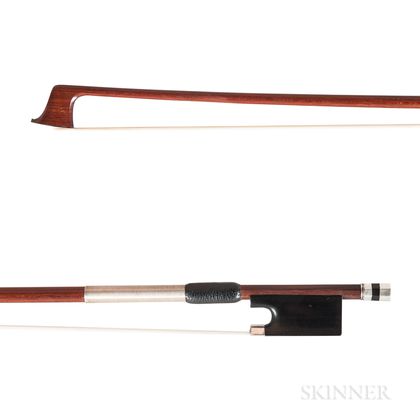 French Silver-mounted Violin Bow, Peccatte School