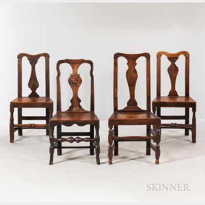 Four English Oak Side Chairs