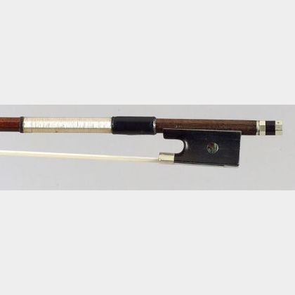 French Nickel Mounted Violin Bow, Mirecourt