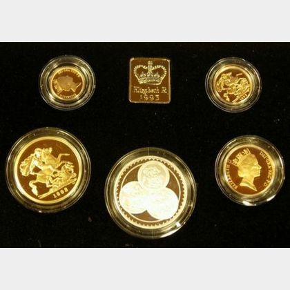 United Kingdom Gold Proof Sovereign Pistrucci Centenary Collection 1893-1993 Five Co