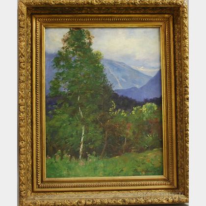 Daniel François Santry (American, 1858-1915) Summer Landscape with Franconia Notch in the Distance