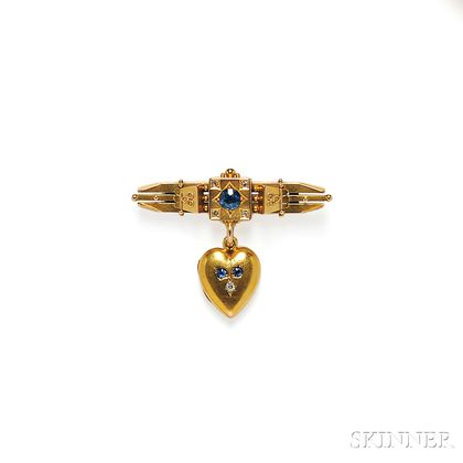 Antique 15kt Gold and Sapphire Brooch