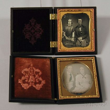 Two Sixth-plate Daguerreotype Portraits of Young Couples