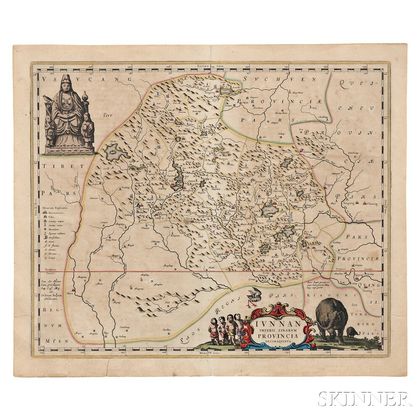 China, Two Maps, Yunnan and Jiangxi Provinces. Joan Blaeu (1596-1673) Ivnnan Imperii Sinarum Provincia Decimquinta; [and] Kiangsi, Impe