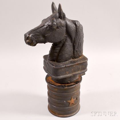 Black-painted Cast Iron Two-piece Horse-form Hitching Post