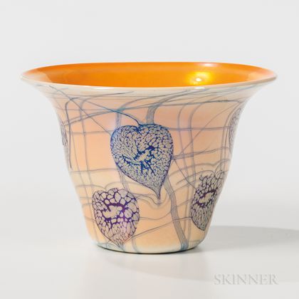 Imperial Art Glass Vase with Lily Pad Decoration