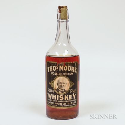 Thos. Moore Possum Hollow Pure Rye Whiskey, 1 quart bottle 