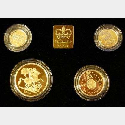 1994 United Kingdom Gold Proof Sovereign Four Coin Collection