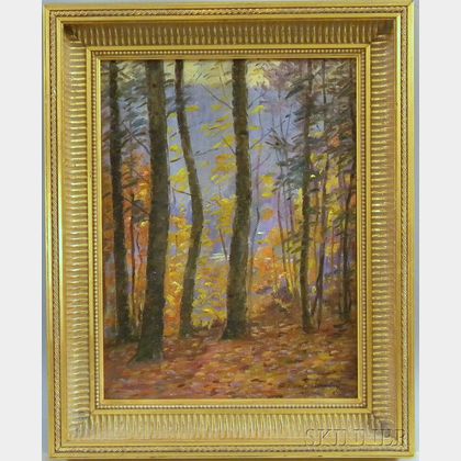 Daniel François Santry (American, 1858-1915) Sunlight Through the Fall Trees