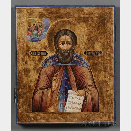 Central Russian Icon Depicting "Saint Sergii of Radonej the Miracle Worker,"
