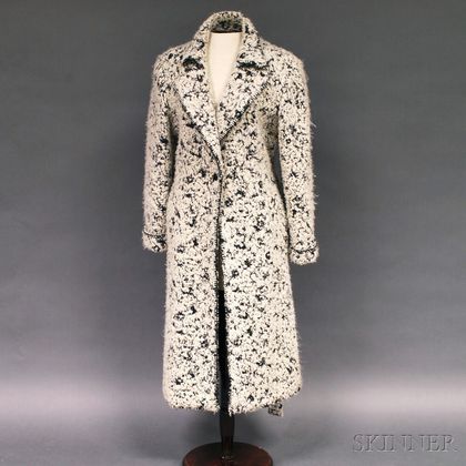 Emanuel Ungaro Black and White Alpaca Wool Lady's Overcoat