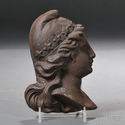 Small Cast Iron Plaque of Lady Liberty's Head