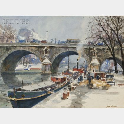 John Whorf (American, 1903-1959) Pont Marie, l'Hiver