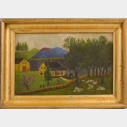 American School, 19th/20th Century Landscape with a Yellow House