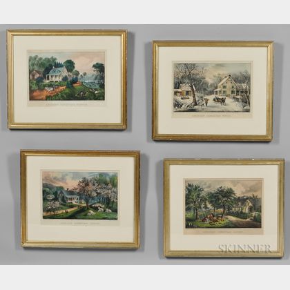 Currier & Ives, Publishers (American, 1857-1907) Four Prints: AMERICAN HOMESTEAD