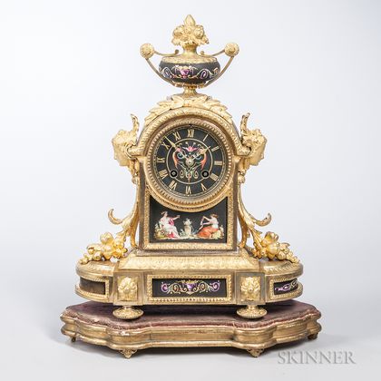 Sevres-style Gilt-bronze Mantel Clock