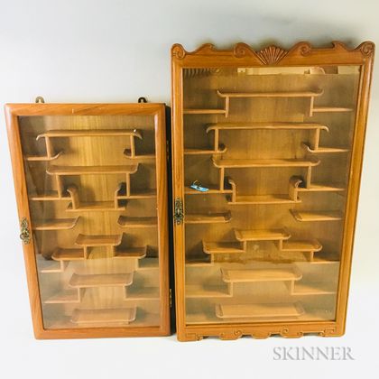 Two Glazed Wall-mounted Display Cabinets