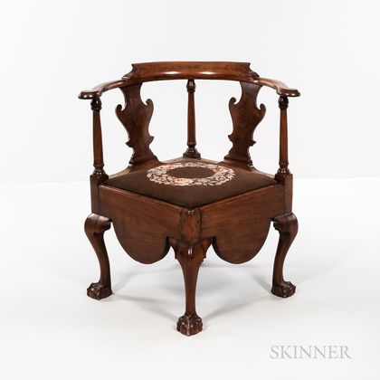 Chippendale Carved Mahogany Chamber Chair