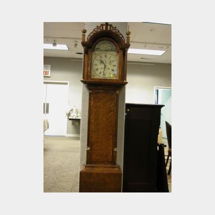 Elmer O. Stennes Chippendale-style Bird&#39;s-eye and Tiger Maple Tall Case Clock