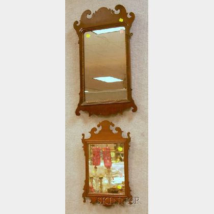 Two Chippendale-style Mahogany Veneer Mirrors. 