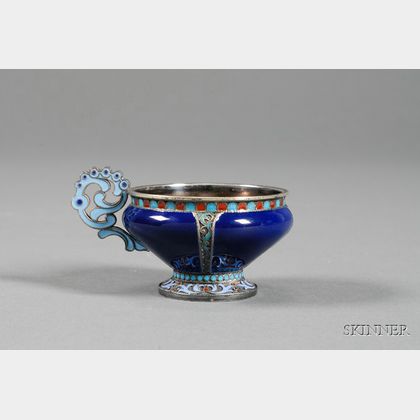 Russian Enameled Silver Teacup
