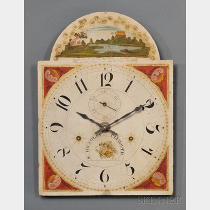 Polychrome-painted Wood "S. HOADLEY PLYMOUTH" Clock Dial