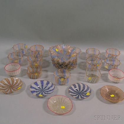 Thirty Pieces of Venetian Glass