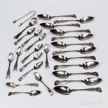 Twenty-six Coin Silver Spoons and Related Items