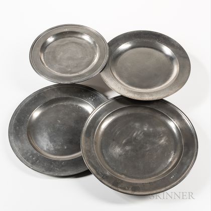 Four Pewter Chargers