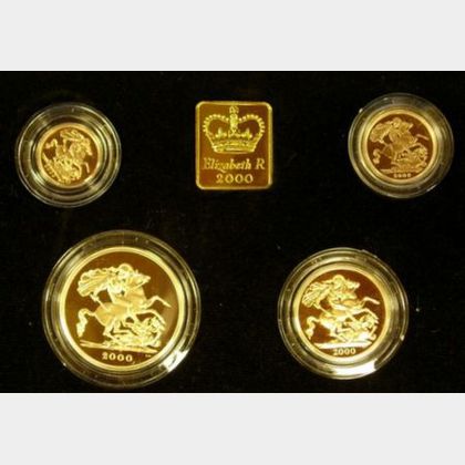 2000 United Kingdom Gold Proof Sovereign Four Coin Collection