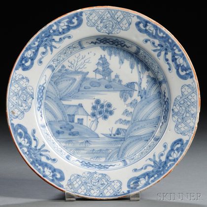 Liverpool Delftware Blue and White Decorated Dish