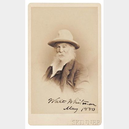 Whitman, Walt (1819-1892) Signed Carte-de-visite, May 1880.