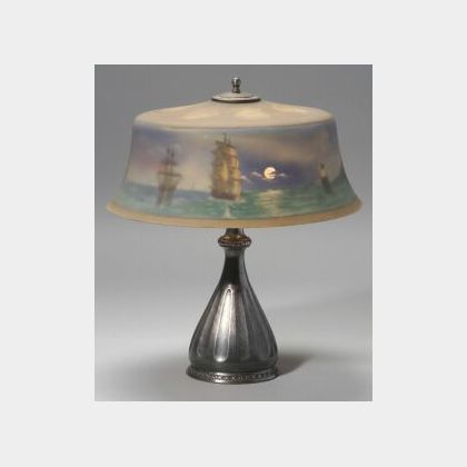 Pairpoint New Bedford Harbor Reverse-Painted Glass Table Lamp