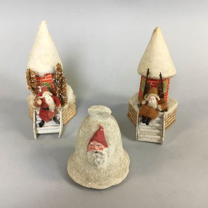 Three Paper and Composition Santa Claus Candy Containers