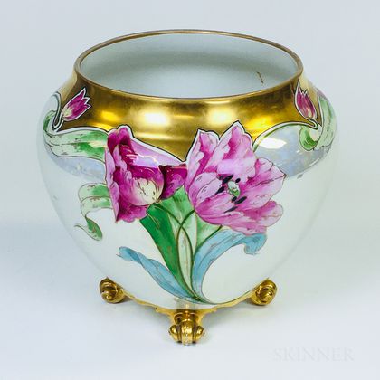 Limoges Floral Hand-painted Porcelain Jardiniere