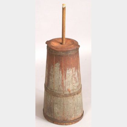 Painted Wooden Butter Churn